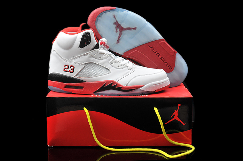 Air Jordan 5 Mens Shoes White/Red Online